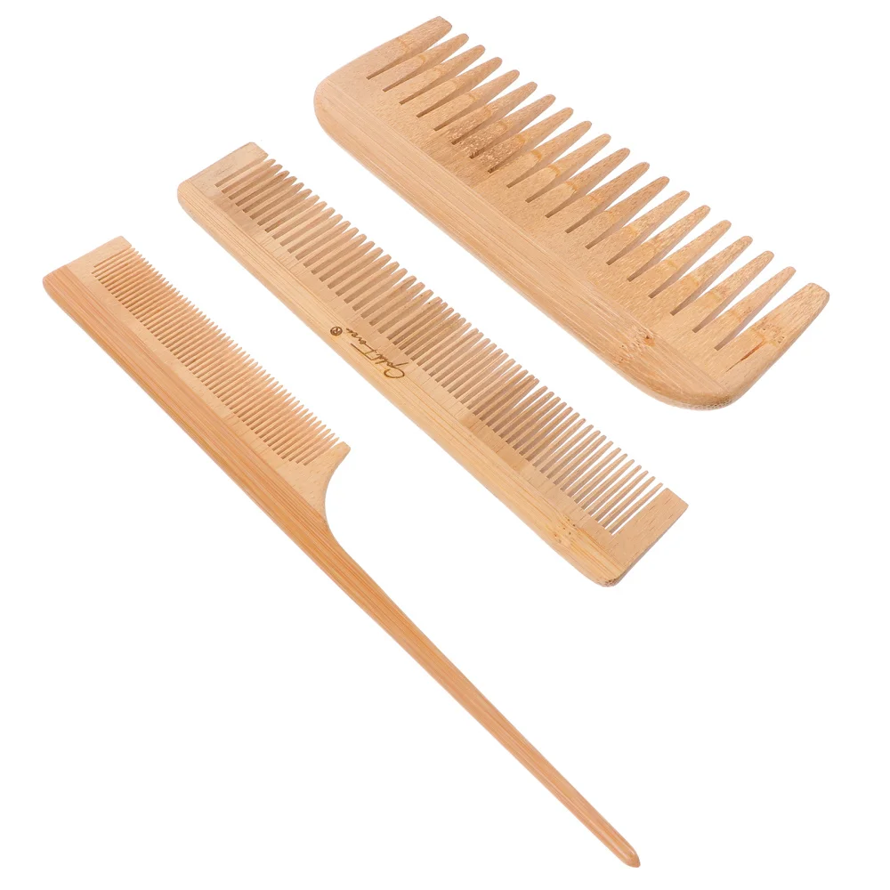 

3Pcs Hairdressing Bamboo Comb Barber Comb Detangling Hair Brushes for Men