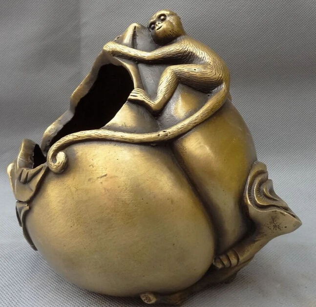 913 +++ китайская Бронзовая резная сборная карандашная ваза для ползания обезьянок