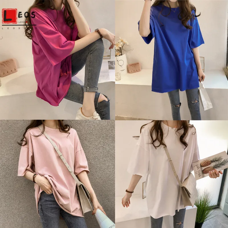 Футболка женская с коротким рукавом и круглым вырезом свободная повседневная