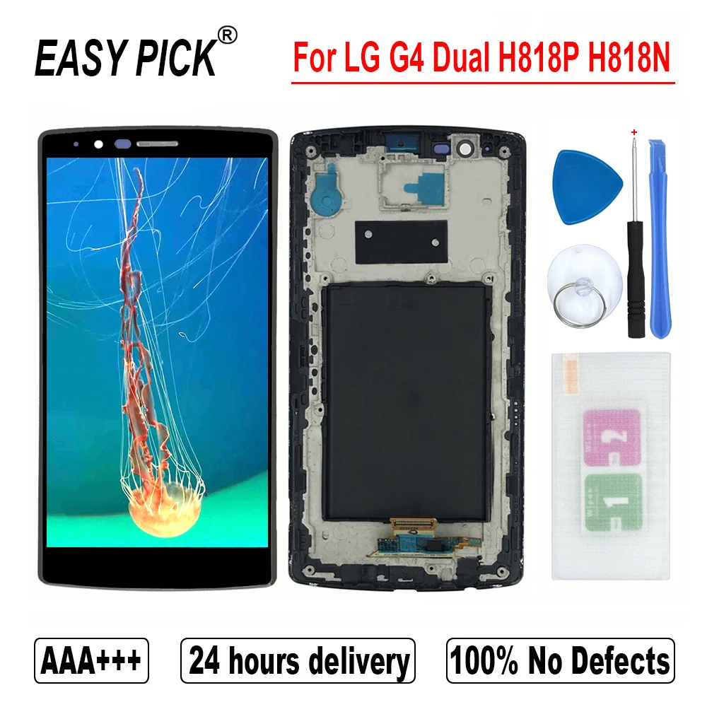 Для LG G4 двойной H818P H818N ЖК-дисплей Дисплей кодирующий преобразователь сенсорного экрана в сборе для LG G4 H810 H815T F500K/S/L LS991 VS986 VS999 - Цвет: H818PBlack With Fram