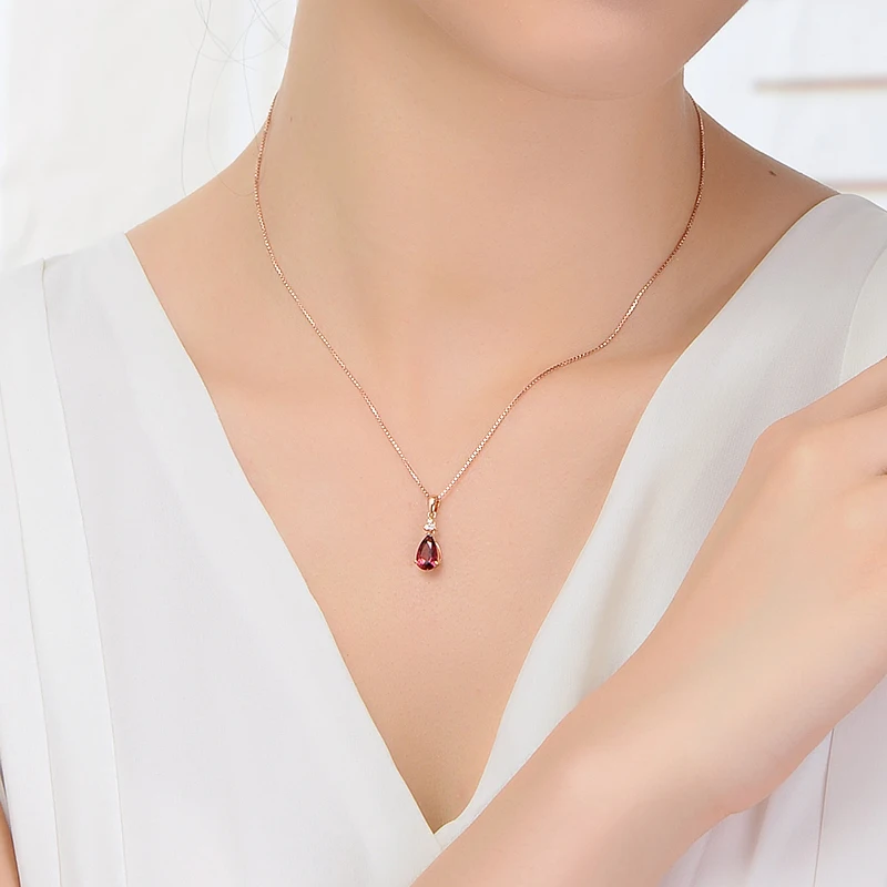 LSZB натуральный красный ltourmaline 18K кулон из чистого золота Real AU 750 цельное золото