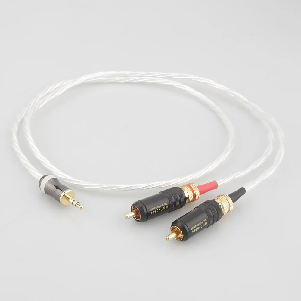 

HIFI Nordost Odin audiophile silver aux 3.5mm headset plug to 2rca jack Audio signal line Computer and audio connection cable