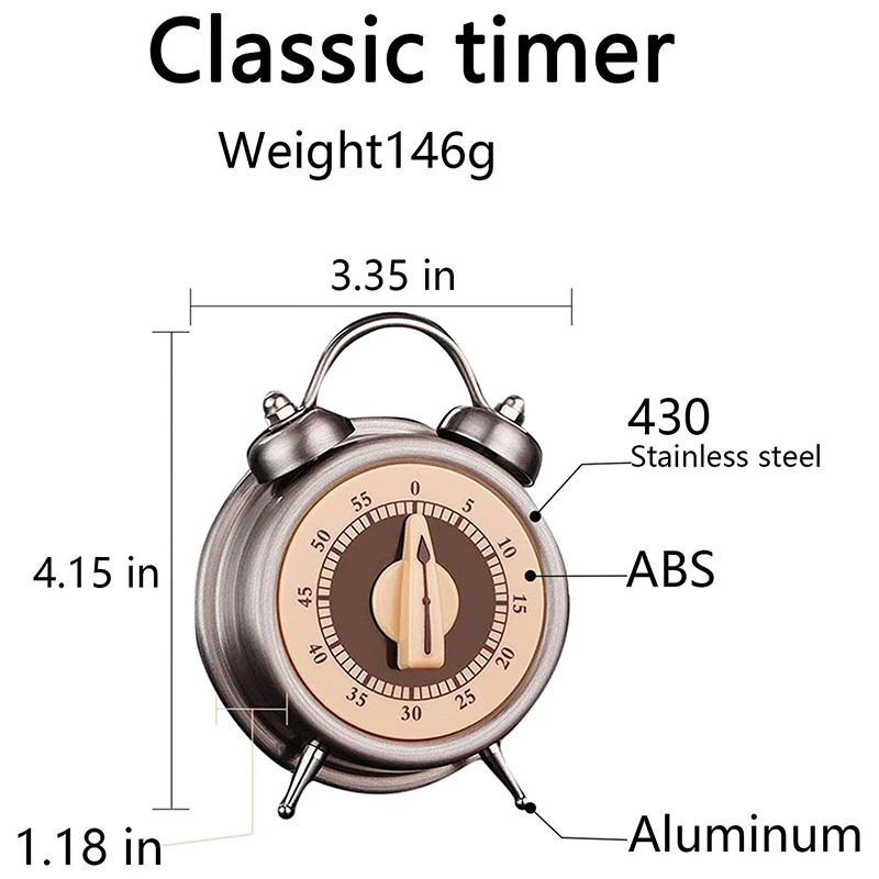 Кухонный таймер SSGP механический визуальный из нержавеющей стали для детей