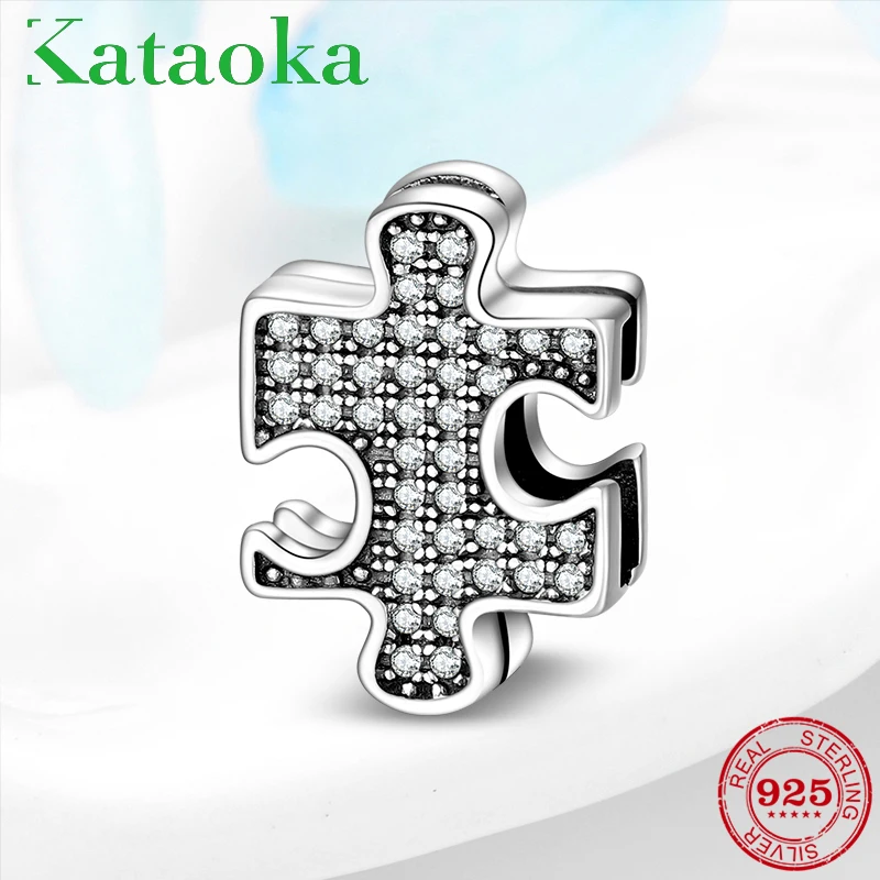 925 Sterling Silver Lucky Puzzle Square clips charms bead jewelry making Fit Original reflection Charm Bracelet | Украшения и