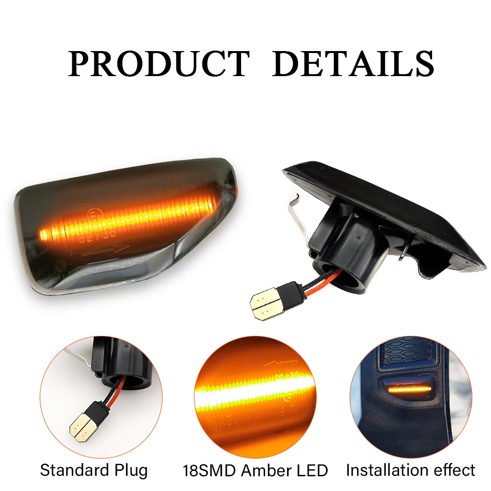 

2Pcs Dynamic LED Side Marker Turn Signal Indicator Repeater Lamp For Dacia Duster Logan MK2 MCV MK2 Sandero MK2 Stepway MK2