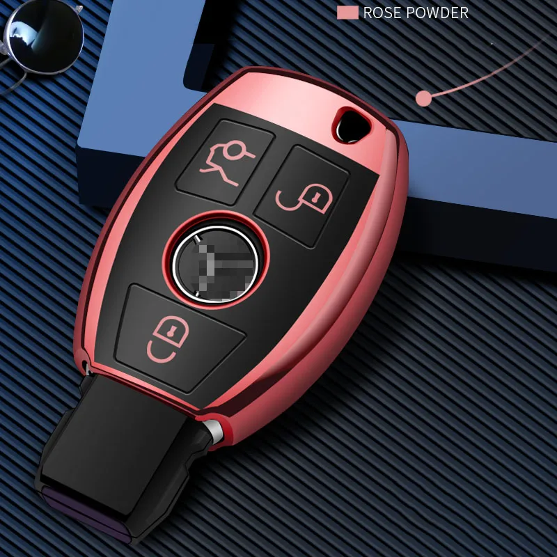 Three button Высокое качество PC+ TPU чехол для ключей защитный чехол для ключей держатель для Mercedes benz A B R G класс GLK GLA E200 E200L W176 - Название цвета: Three button