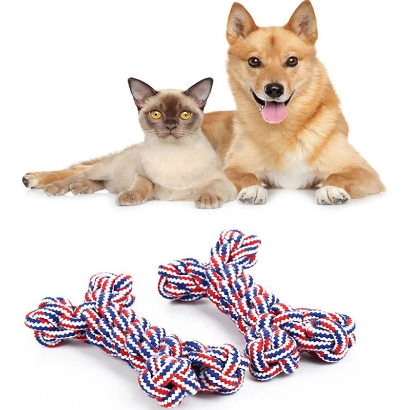 Кость-грызунок игрушка животное из хлопковых ниток для чистки зубов щенок