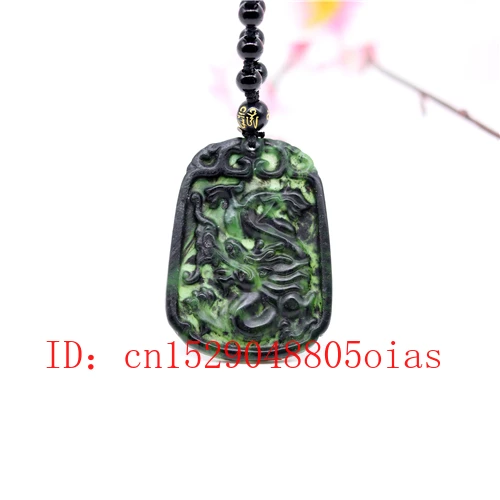 Натуральный черный зеленый Нефритовый дракон из обсидиана кулон Бусы Ювелирные
