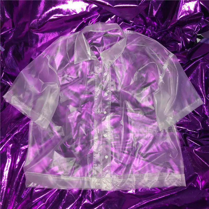 Прозрачный плащ унисекс из пластика рубашки водонепроницаемая куртка с коротким