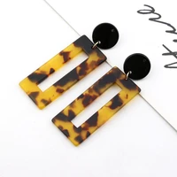 japan and south korea contracted big acetate leopard print edition of earrings acrylic resin plate geometry