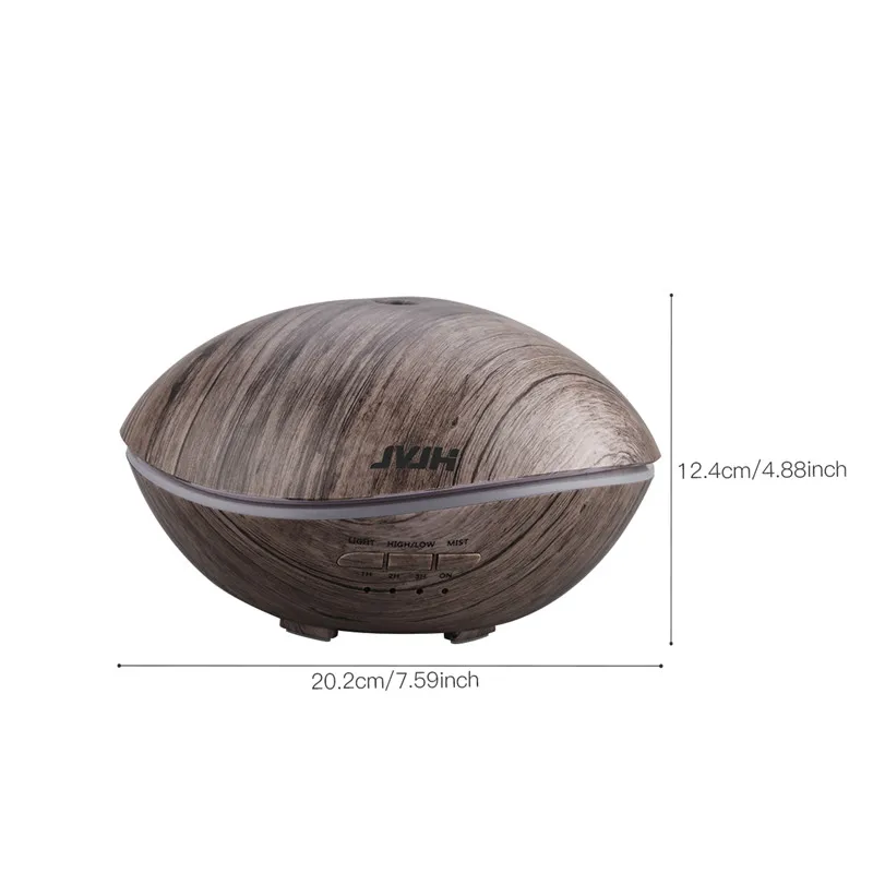 

500ml Ultrasonic Aroma Diffuser Professional Low Noise Air Humidifier Remote Control Hydrating Essential Oil Diffuser Wood Grain