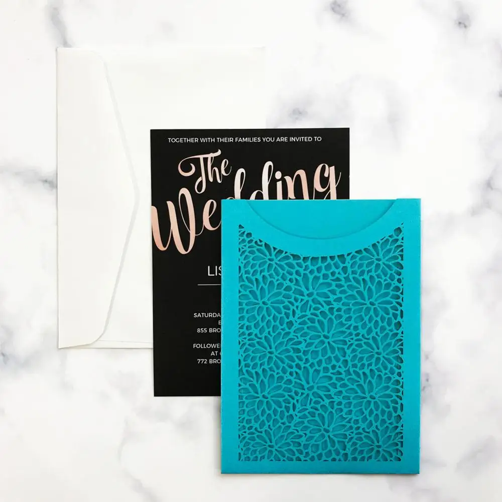 Карманный Изысканный свадебный пригласительный набор с лазерной резкой