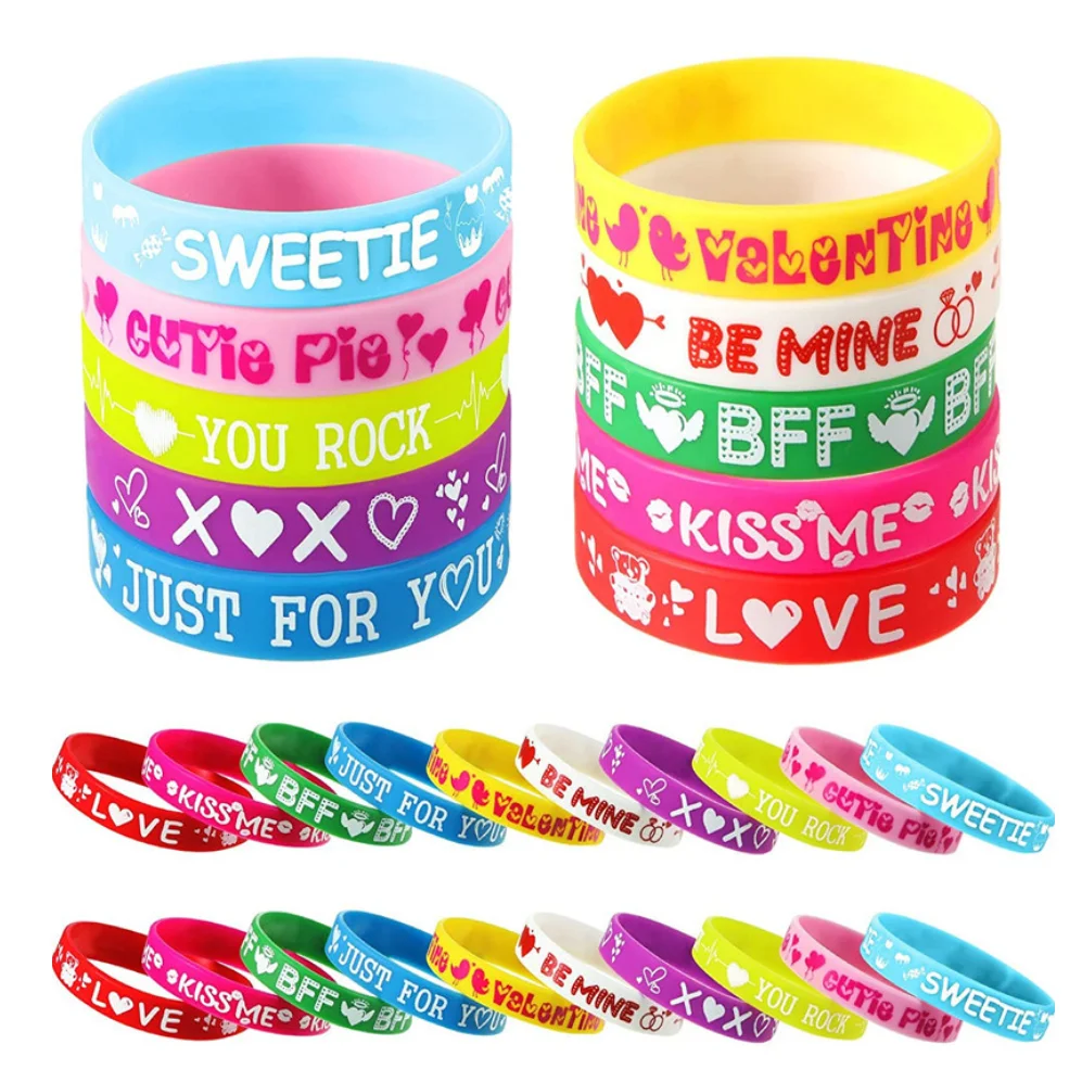 100pcs/50pcs Customized Silicone Bracelets Printed Custom Wristband Personalized Band with Logo Text For Birthday Party, Events