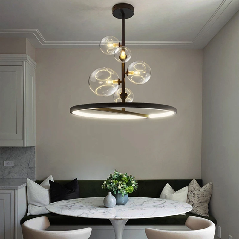 

Nordic Pendant lamp Led Circle Ceiling Hanging Chandelier Black LED Dining Room Bedroom Corridor Lighting Ceiling Decoration