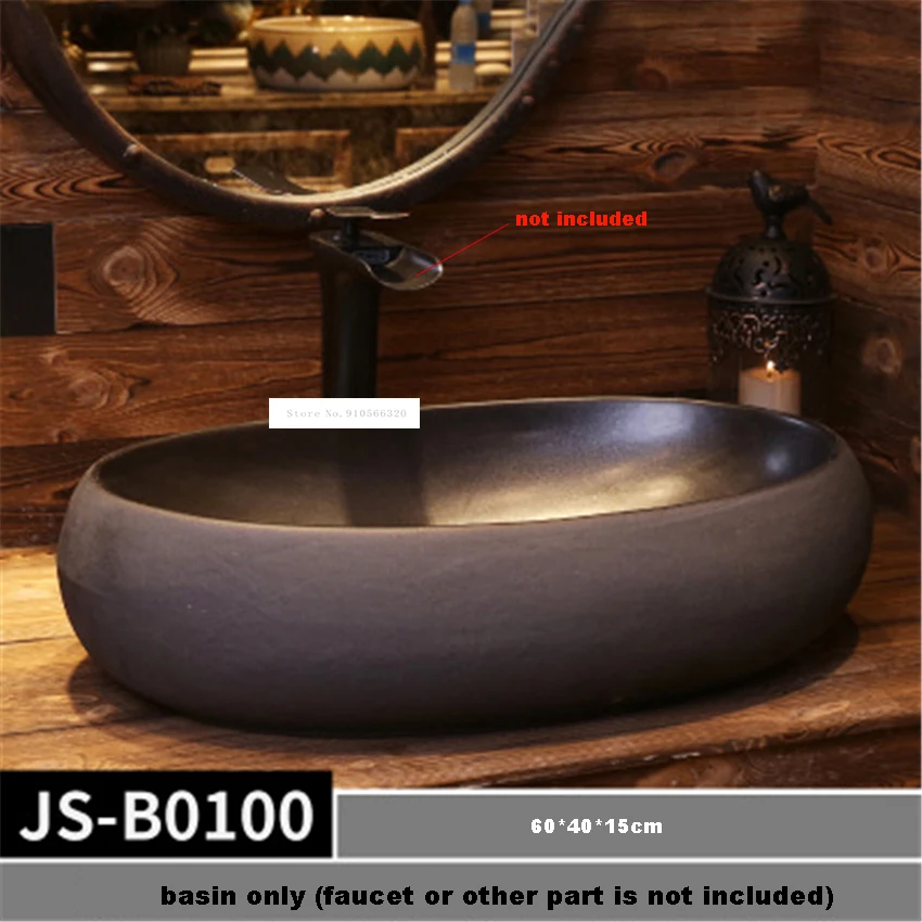 Керамическая раковина ручной работы JS B0097/JS B0098/JS B0099/JS B0100 в европейском стиле, раковина для мытья рук, чаша над прилавком