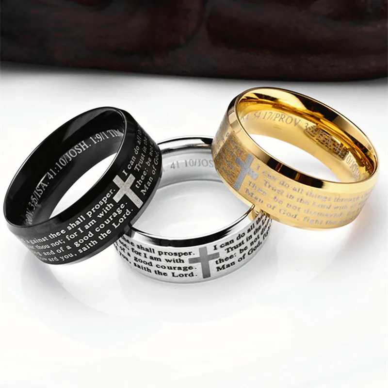 Религиозный крест Библейский браслет из нержавеющей стали кольца