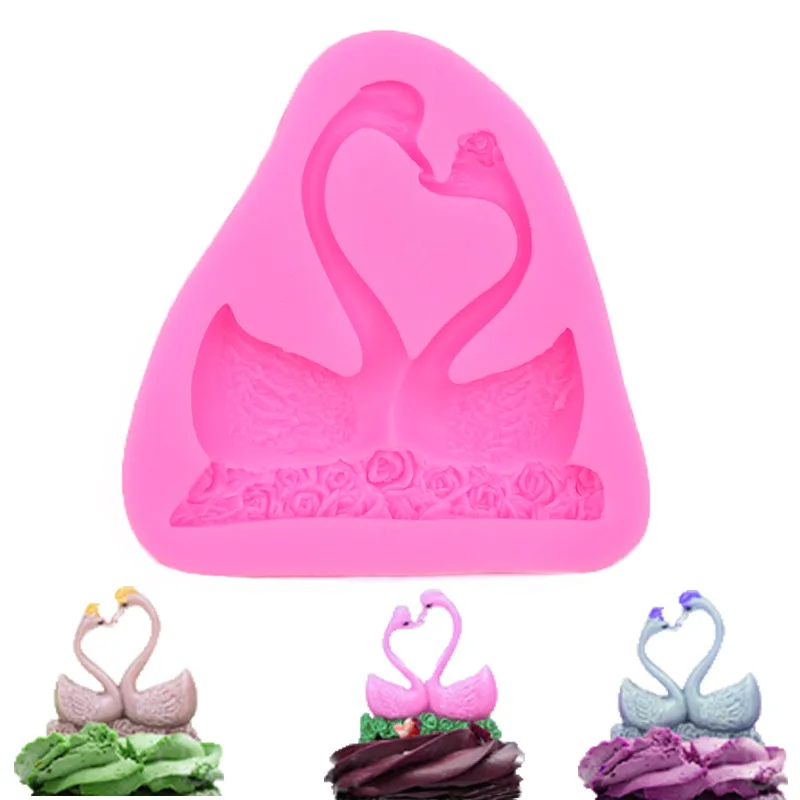 

Lover Swan Lace Silicone Mold Baking Decoration Tool DIY Cake Chocolate Mousse Dessert Fondant Moulds Resin Kitchenware P45