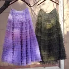 Элегантная многоярусная женская повседневная юбка, уличная одежда, сделанная на заказ Юбка-макси из тюля с молнией на спине, вечерние юбки, платья