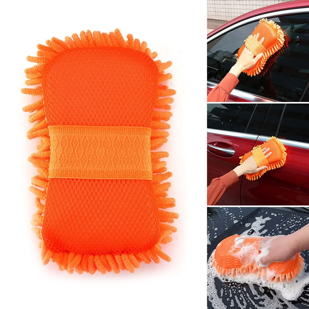 

Orange Cleaning Sponge Sponge Brush Car Care Car Cleaning Car Washing Brush Car Window Washing Gloves 1PC