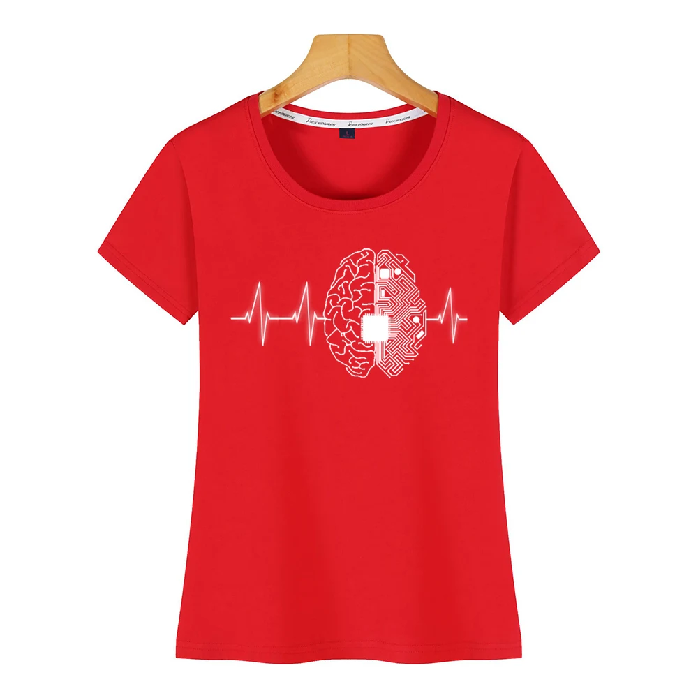 Tops T Shirt Women machine learning ai data science heartbeat Design Black Cotton Female Tshirt | Женская одежда