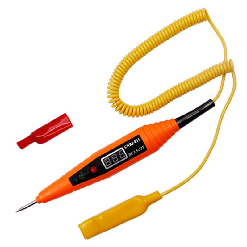 2.5-32V Spring Line Car Digital LCD Electric Voltage Tester Pen LED Light Probe Detector For Motorcycle Automotive Tools | Автомобили и