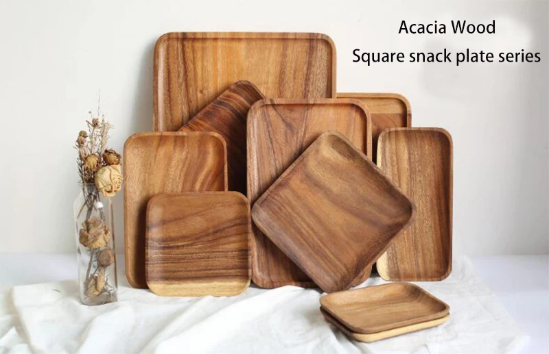 

Acacia wood square snack plate series, Irregular plate,Fruit Dish, Snack Plate, candy plate wooden serving tray