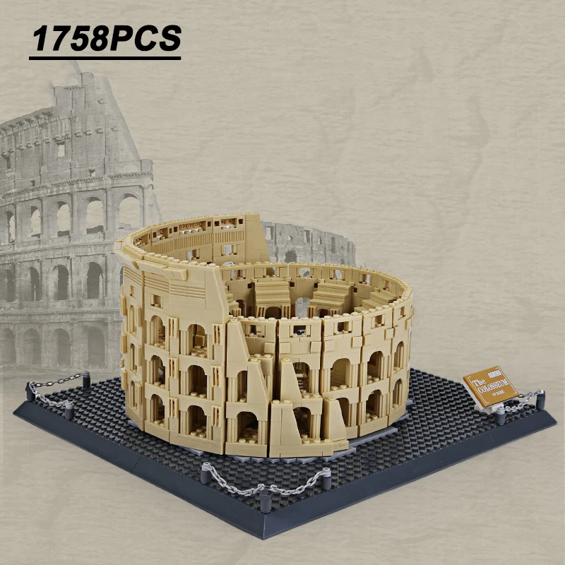 Новинка 1758 шт. Набор строительных блоков для здания колоссеума из архитектурного