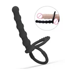 Ремешок на фаллоимитатор Двойное проникновение пенис Пуля Вибратор мужские анальные шарики пробка взрослый массаж простаты