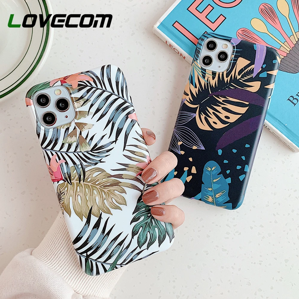 LOVECOM Vintage Banana Leaf Phone Case For iPhone 11 Pro Max XR XS 7 8 6 6S Plus X Korean Style Matte Soft IMD Back Cover | Мобильные