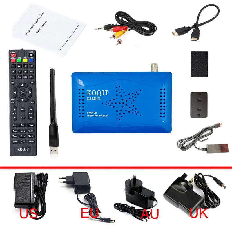 Koqit Мини DVB S2 интернет ресивер спутниковый декодер Бесплатный спутниковый ресивер DVB-S2 ТВ тюнер скам/Biss/vu Youtube IP tv Finder - Цвет: DVB-S2 WIfi