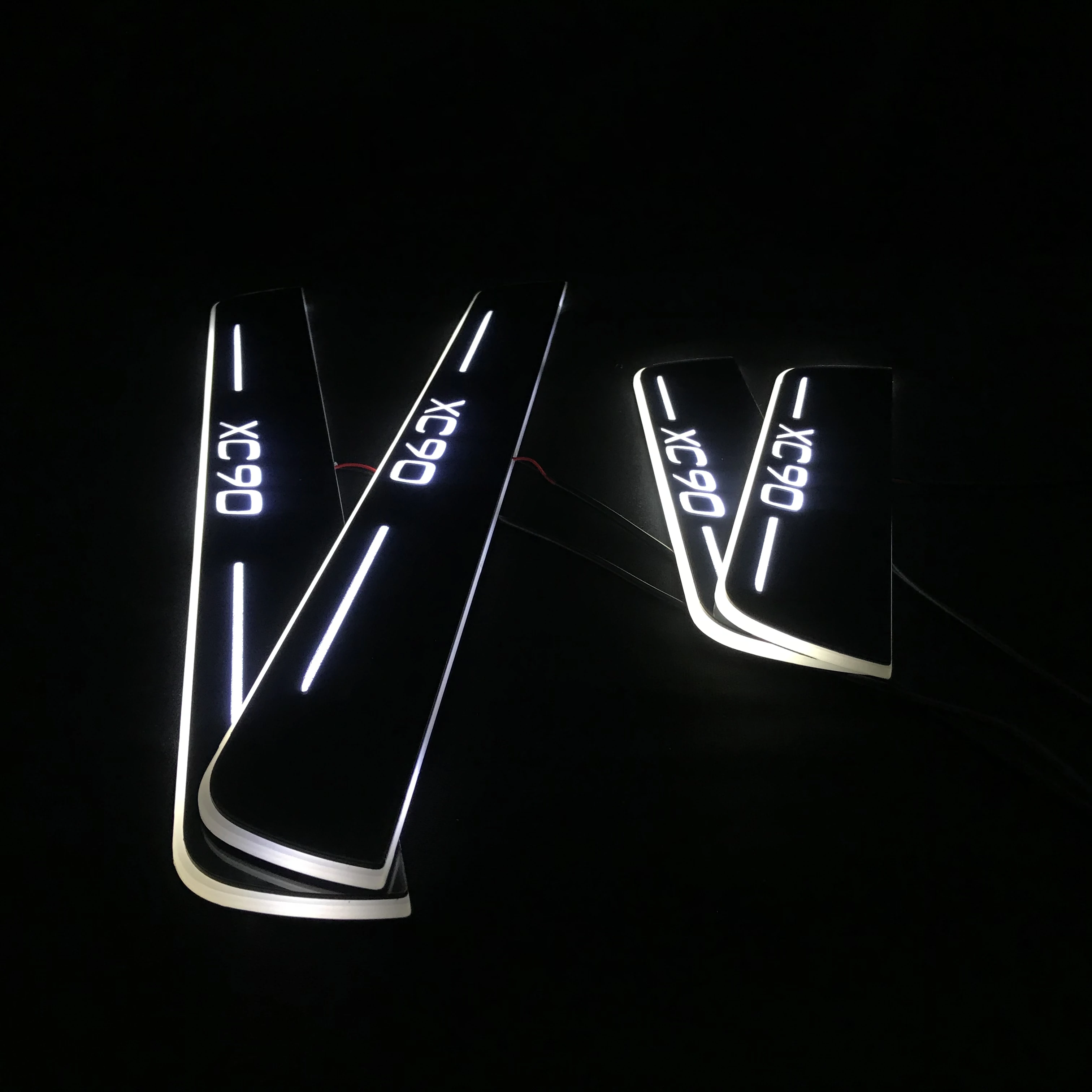 

LED 4PCS acrylic mobile LED welcome scooter wear plate door sill frame path light for Volvo XC 90 dedicated Flow/fixed light