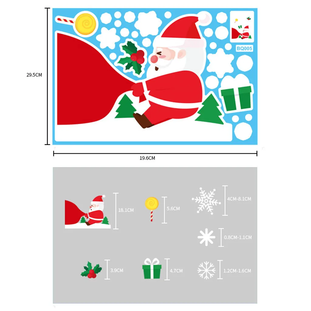 Рождественские электростатические наклейки набор снежинок и лося на дверь окно