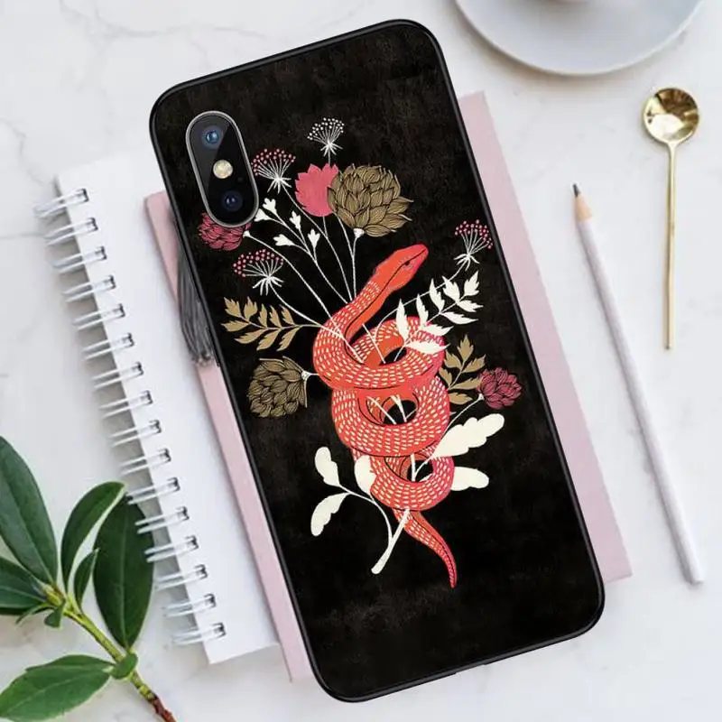 

Snake Flower Snake Beautiful art Phone Cases for iPhone 11 12 pro XS MAX 8 7 6 6S Plus X 5S SE 2020 XR Luxury brand shell funda