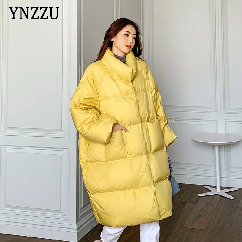 Down jacket women's medium length winter new Korean white duck down stand collar loose thin thickened coat INKEO 1O114