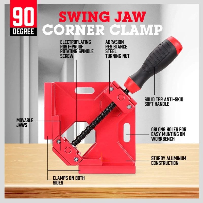 

90 Degree Right Angle Clamp Aluminum Square Clamp Durable Corner Clamp M17E