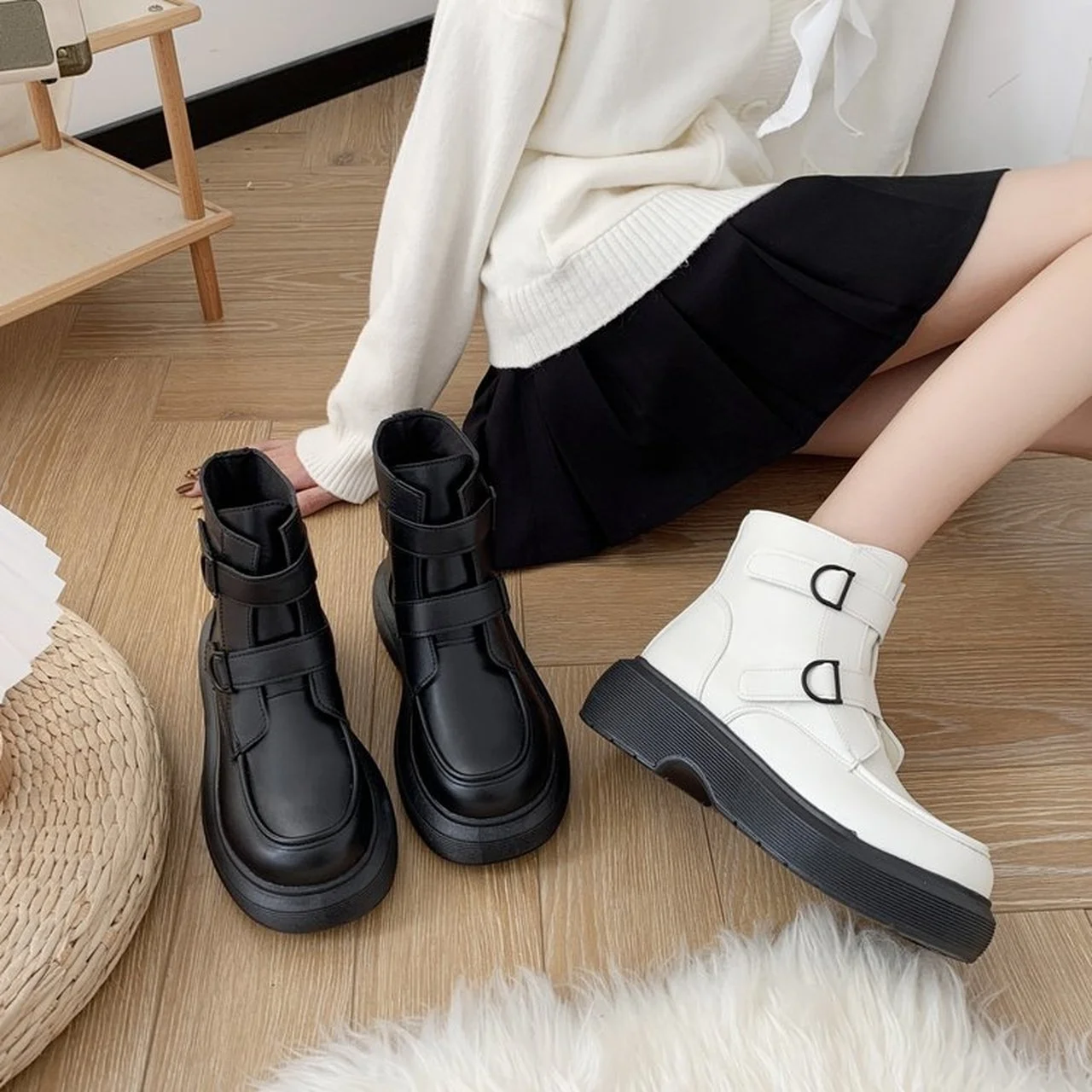 

Martin boots women's 2021 autumn and winter new round toe thick bottom British style short boots fashion student women's shoes