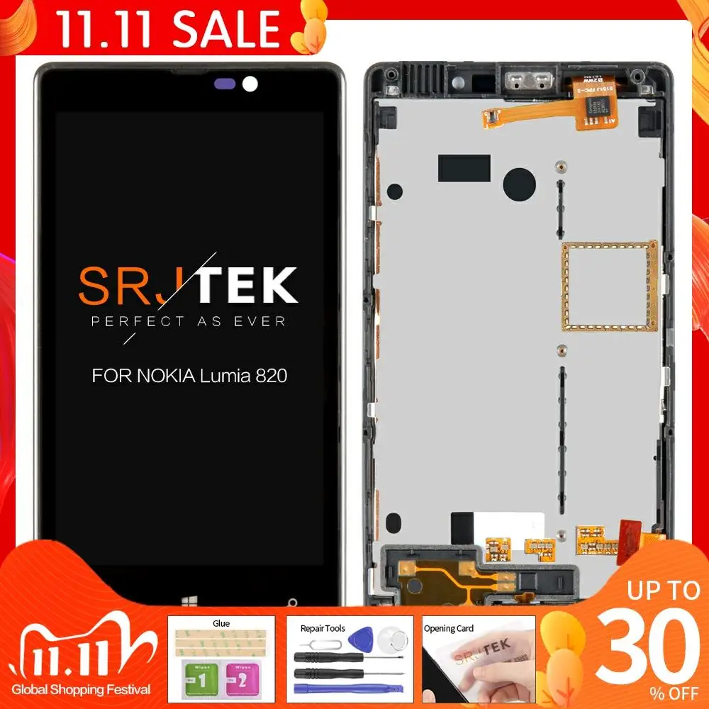 100% оригинальный 4 3 &quot800x480 для Nokia Lumia 820 ЖК сенсорный экран с рамкой дисплей