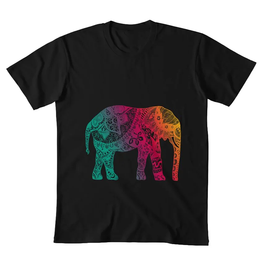 Теплый Слон Футболка круги слон акварель Пейсли Цветочный Цветок Радуга