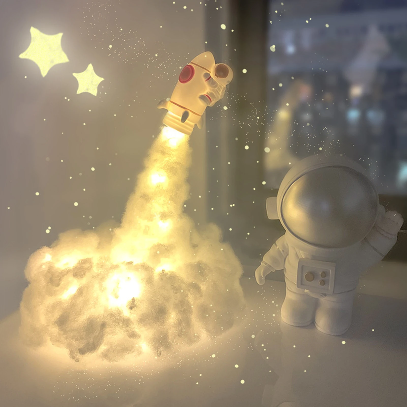 

3D Astronaut Shaped Table Lamp for Valentine's Day New Rocket Model Special and Exquisite Night Light Button Battery Operated