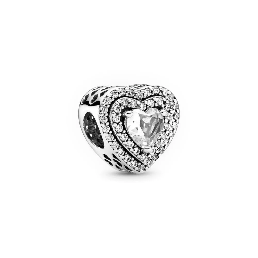 

Cubic Zircon Heart 925 Sterling Silver Fits Pandora Charms Bracelets for Woman Girl Beads Gifts for Women Bracelet and Necklace