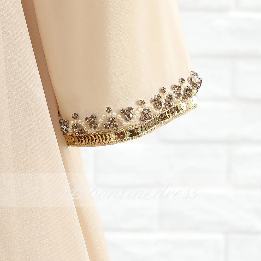 Bbonlinedress Champagne Evening Gowns 2020 Crystal Beading Moroccan Caftan Dress Plus Size Customize Women abiti da cerimo | Свадьбы и