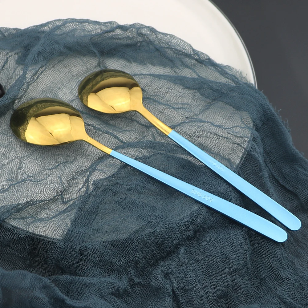 Столовая посуда 5 шт. набор столовых приборов из голубого золота золотой