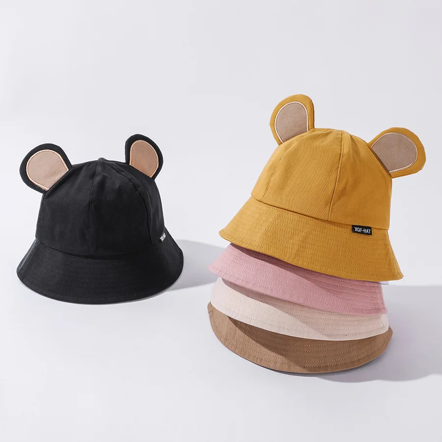 

YQYXCY Bucket Hat Women Cartoon Ear Shape Fisherman Cap Female Spring Summer Sunscreen Sun Hat Korean Casual Girls Bob Gorros