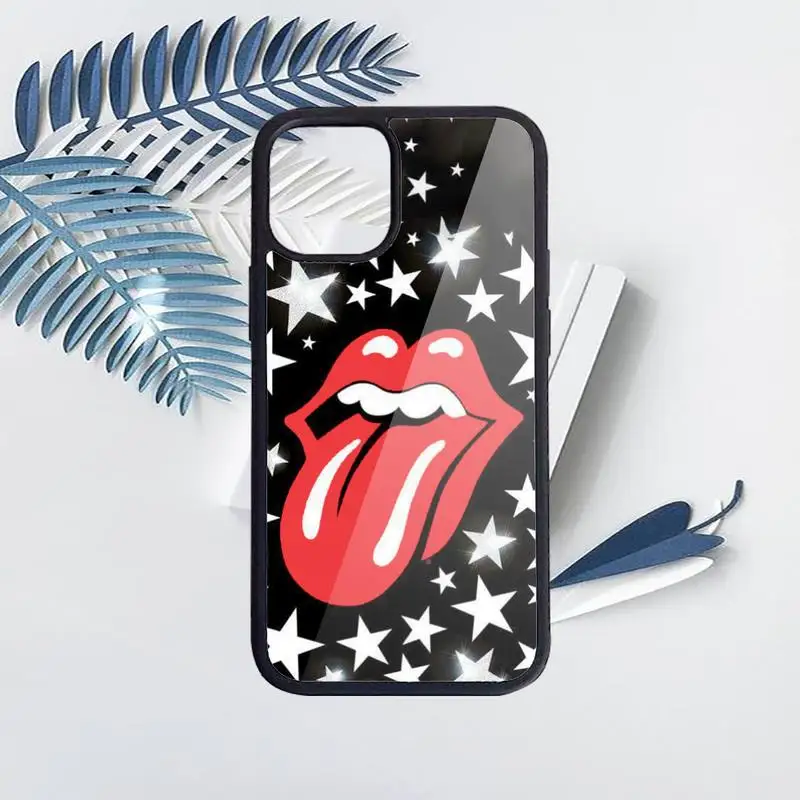

Rolling Stones black design pattern Phone Cases PC for iPhone 11 12 pro XS MAX 8 7 6 6S Plus X 5S SE 2020 XR Luxury brand shell