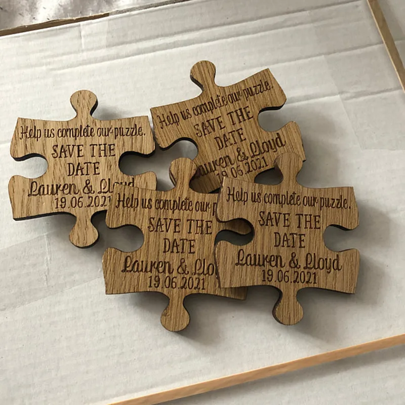 Modern Save the Date wood save dates magnet custom Puzzle Fridge Magnets wedding invitation Bride Groom Thank You Favor gift | Дом и сад