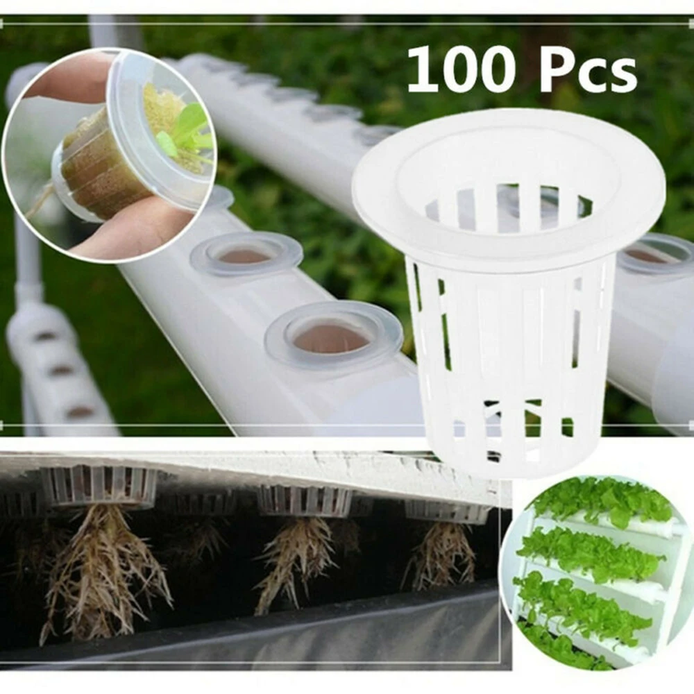 

Hydroponic Vegetable Planting Cup 100pcs Plastic Mesh Cup Slotted Mesh Deepening Planting Basket Soilless Cultivation Equipment