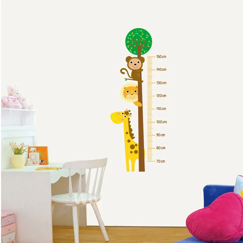 DIY лесные животные деревья высота Настенная Наклейка Декор скандинавский Ins дети