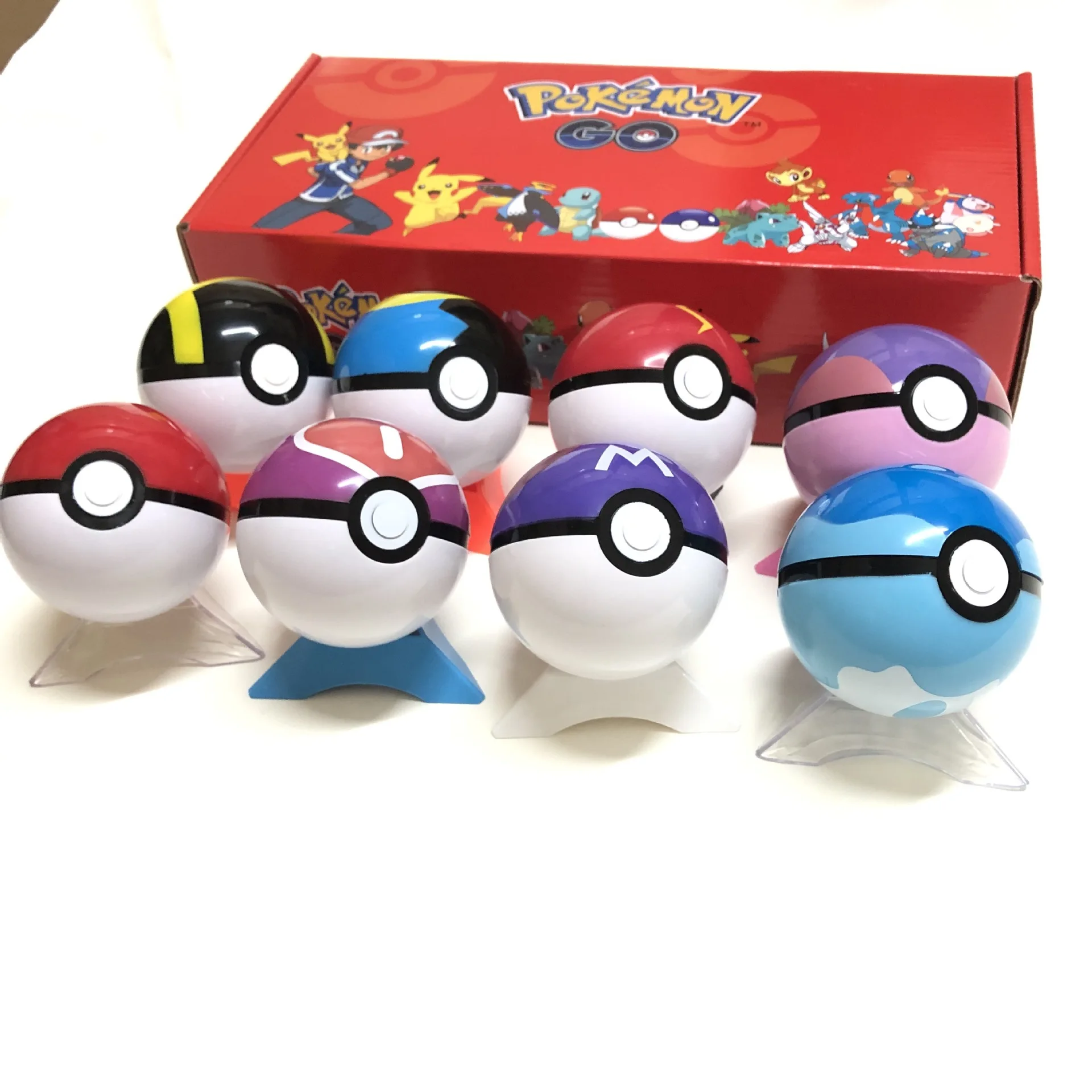 Original Pokeball 8 Pcs Ball +8 Figures Model Toys For Children Pokemon With Box | Action