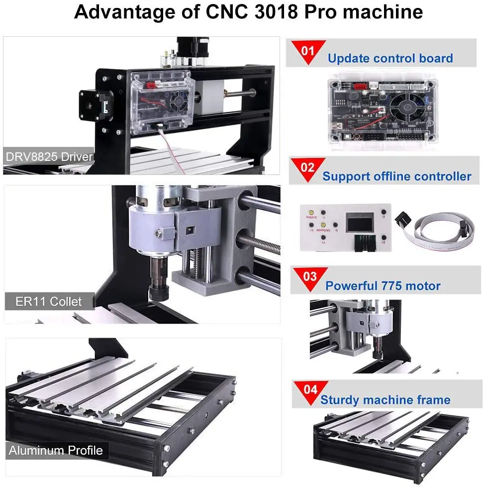 Лазерный гравер CNC Pro 3018 мини станок с ЧПУ сделай сам 3 осевой фрезерный для