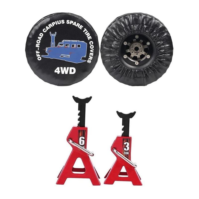 2 Pcs RC Car Part: 1 Decoration Spare Tire Cover &amp Metal 3 Ton Scale Jack Stands | Игрушки и хобби
